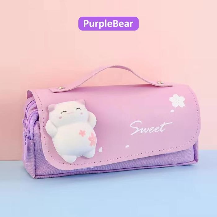 

[Promo] Tempat pensil anak laki perempuan Pencil case kotak pensil aestetik - Purple Bear