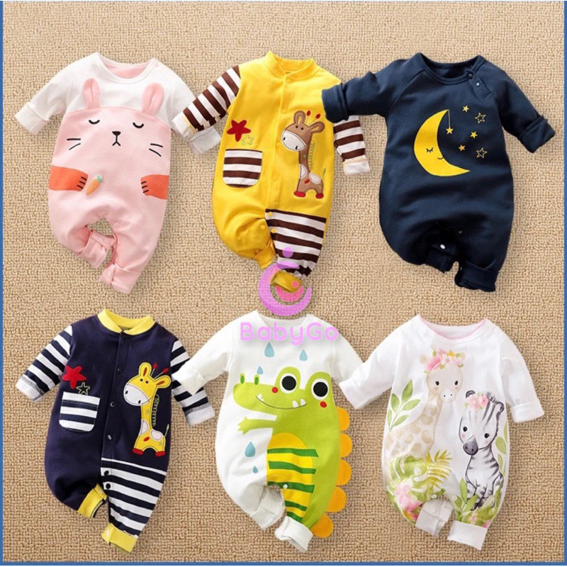 6.6 Nooc Baju Bayi Lengan Panjang  / Sleepsuit Bayi Motif Laki Laki Perempuan/Terbaru