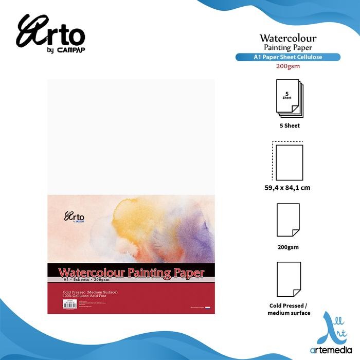 

TERLARIS! Arto A1 Watercolour Paper Sheets - CELLULOSE 200g