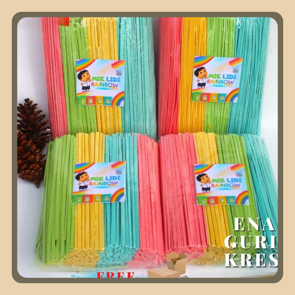 

mie lidi manis renbow/mie lidi gepeng manis/lidi manis/mi lidi kiloan/mie warna warni/lidi/mie lidi