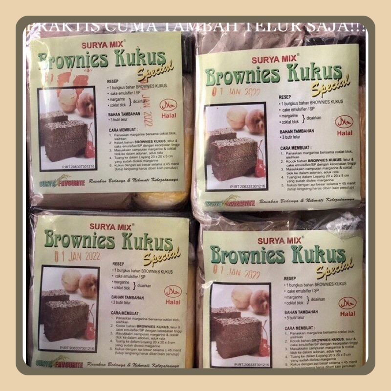 

PREMIX/BAHAN BROWNIS INSTAN SURYAMIX KUKUS PANGGANG 460gr ANTI GAGAL