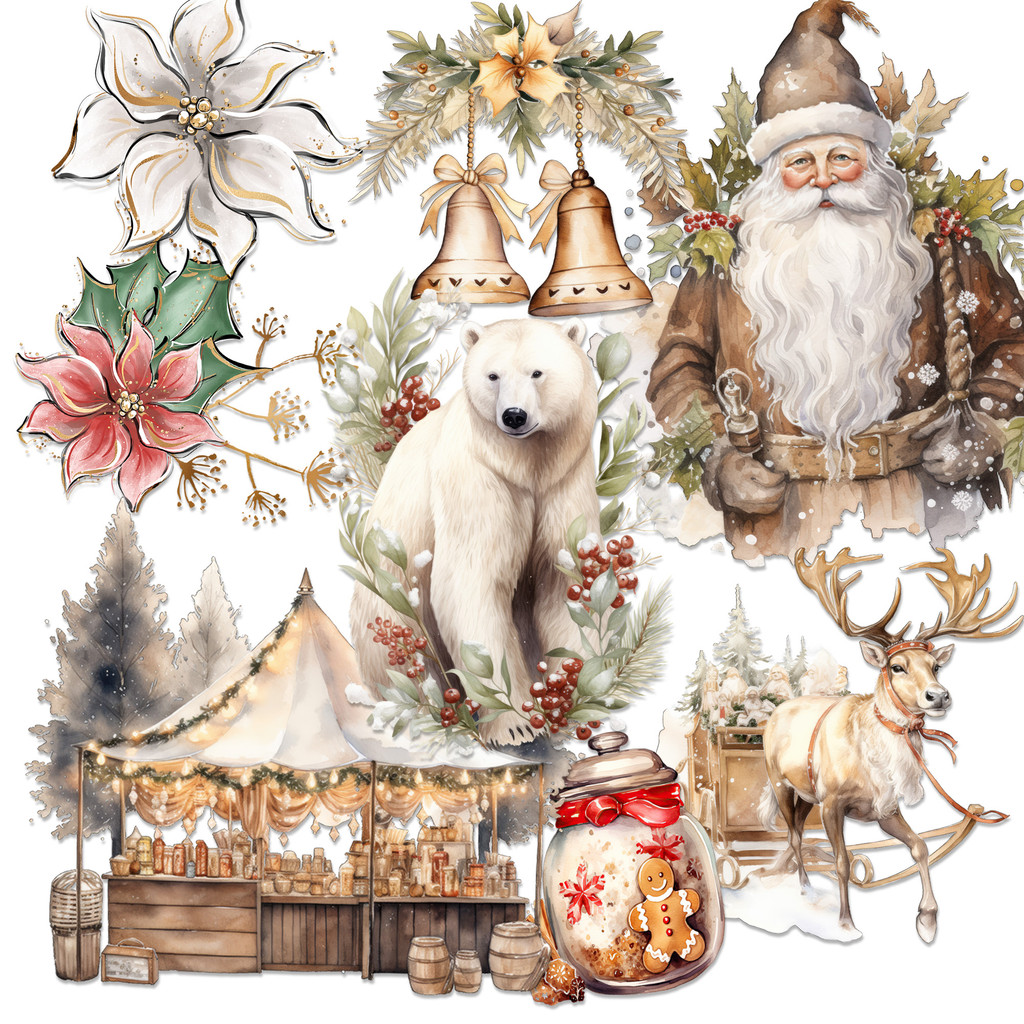 

99pieces Flower Gingerbread Man Theme Self-adhesive Stickers,Perfect for Scrapbooking Supplies,Junk Journal Kits