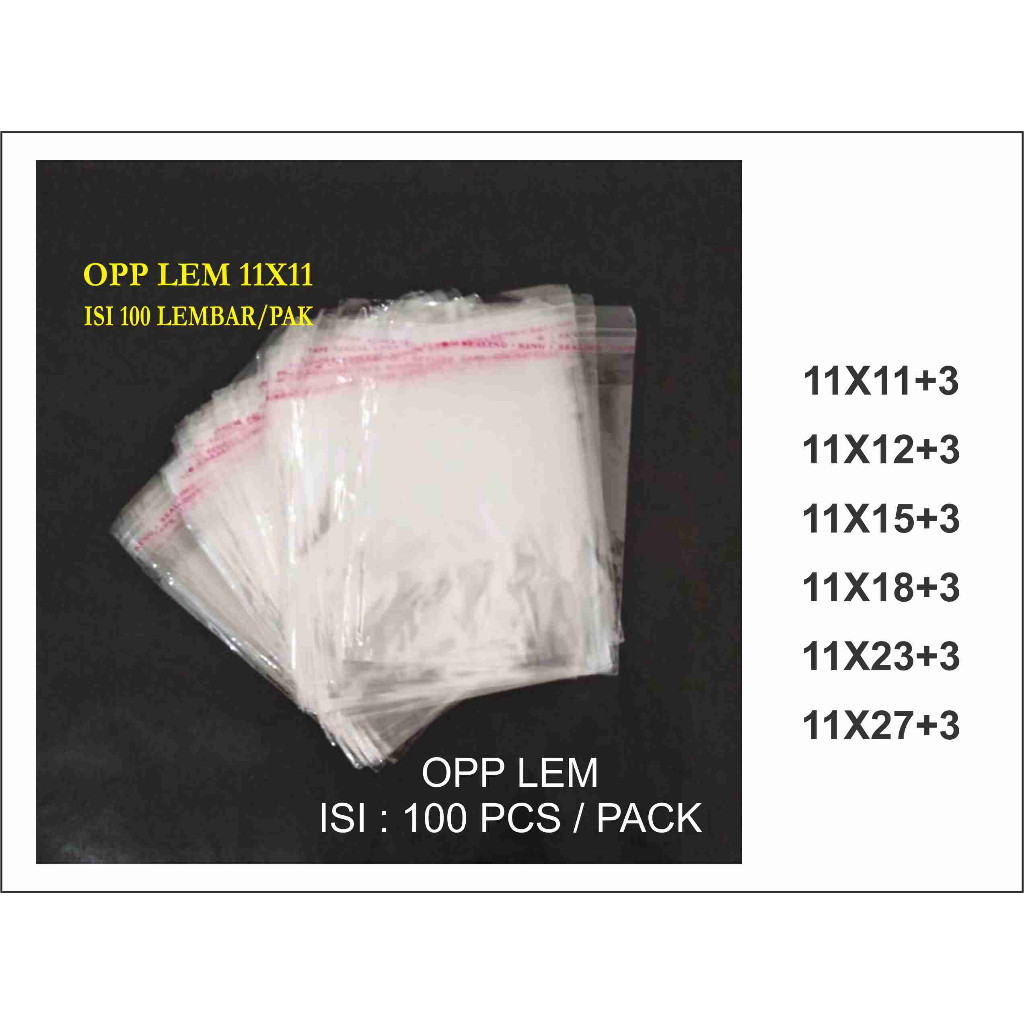

Plastik Kemasan Bening Kaca / Opp Lem Ukuran 11x11 ~ 11x27 Per Slop (1.000 Lembar)