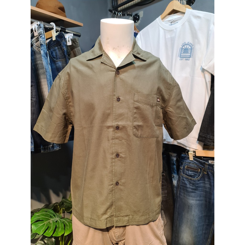 Rassel - Baju Kemeja Cowok Lois Original Hem Pria Lengan Pendek Warna Hijau - KLK562RS | Size S-L