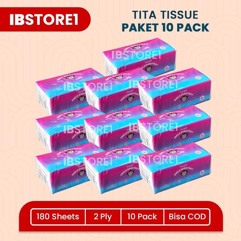 

(Paket 10 Pcs) Titasoft Facial Tissue 360 HELAI atau 180 sheet 2 ply Tisu Wajah Kecantikan 2 lapis Halus Lembut Promo Murah Gratis Ongkir Bisa COD