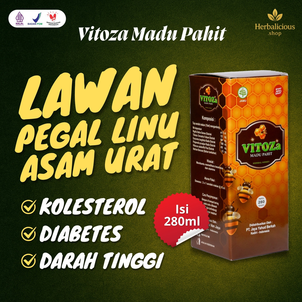 

VITOZA Madu Pahit Herbal 280gr – Obat Asam Urat, Diabetes, Stroke Ringan, Kolesterol, Kebas Kesemutan | BPOM & Halal