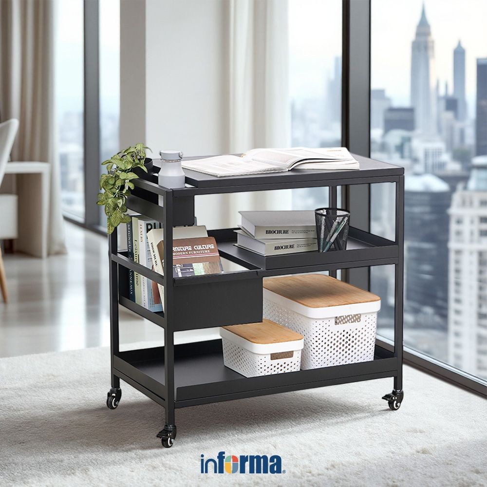 Informa Wilton Rak Penyimpanan 3 Tingkat - Hitam Organizer Serbaguna Tempat Simpan Barang Multifungs