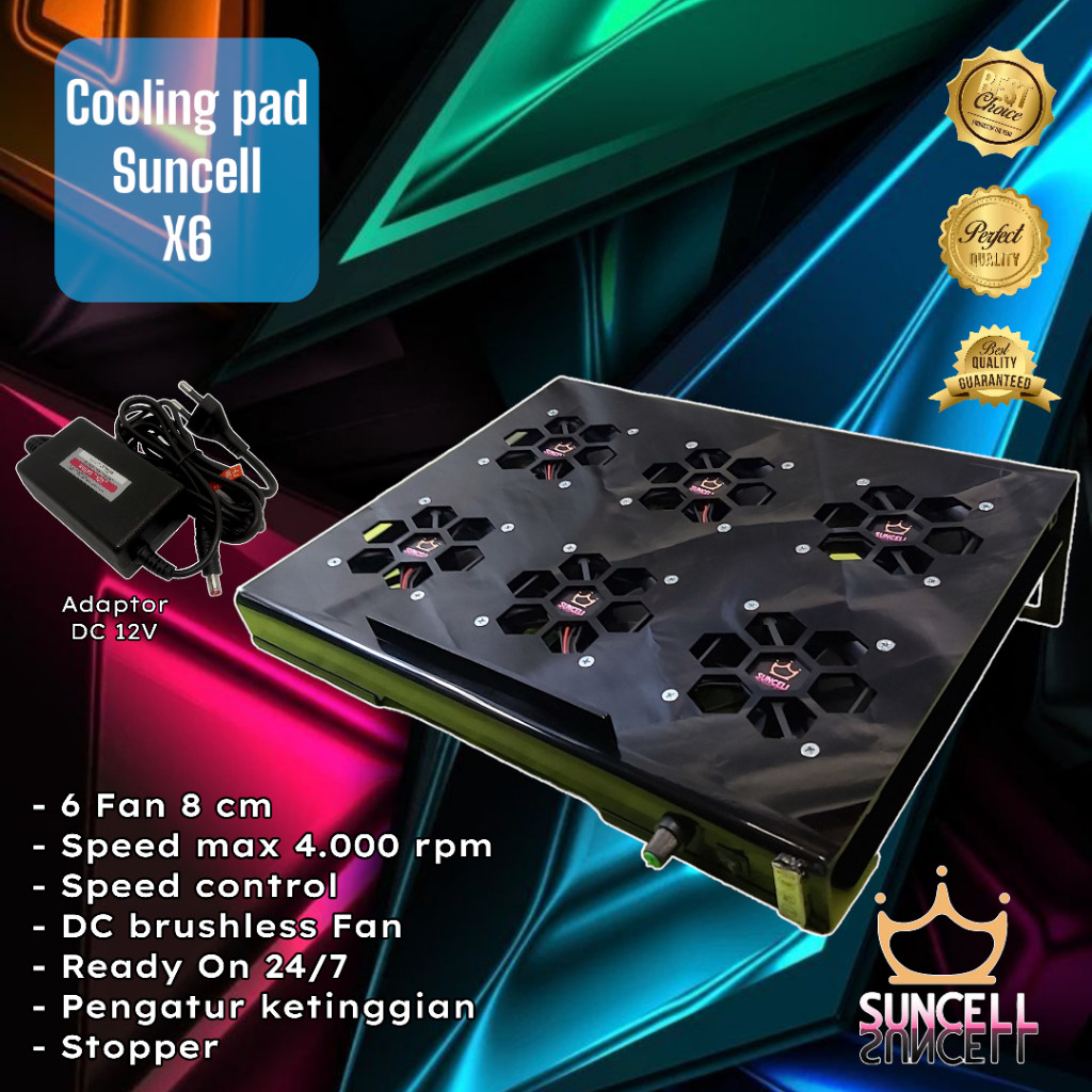 Cooling Pad Suncell X6 - Silent, Adjustable, Anti-Slip