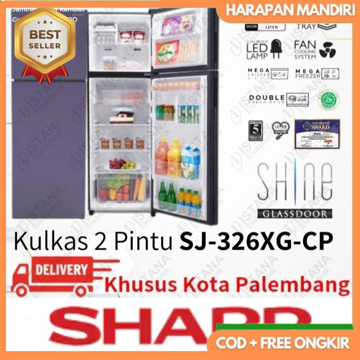 SHARP KULKAS 2 PINTU GLASS DOOR 256 LITER SJ-326XG-CP