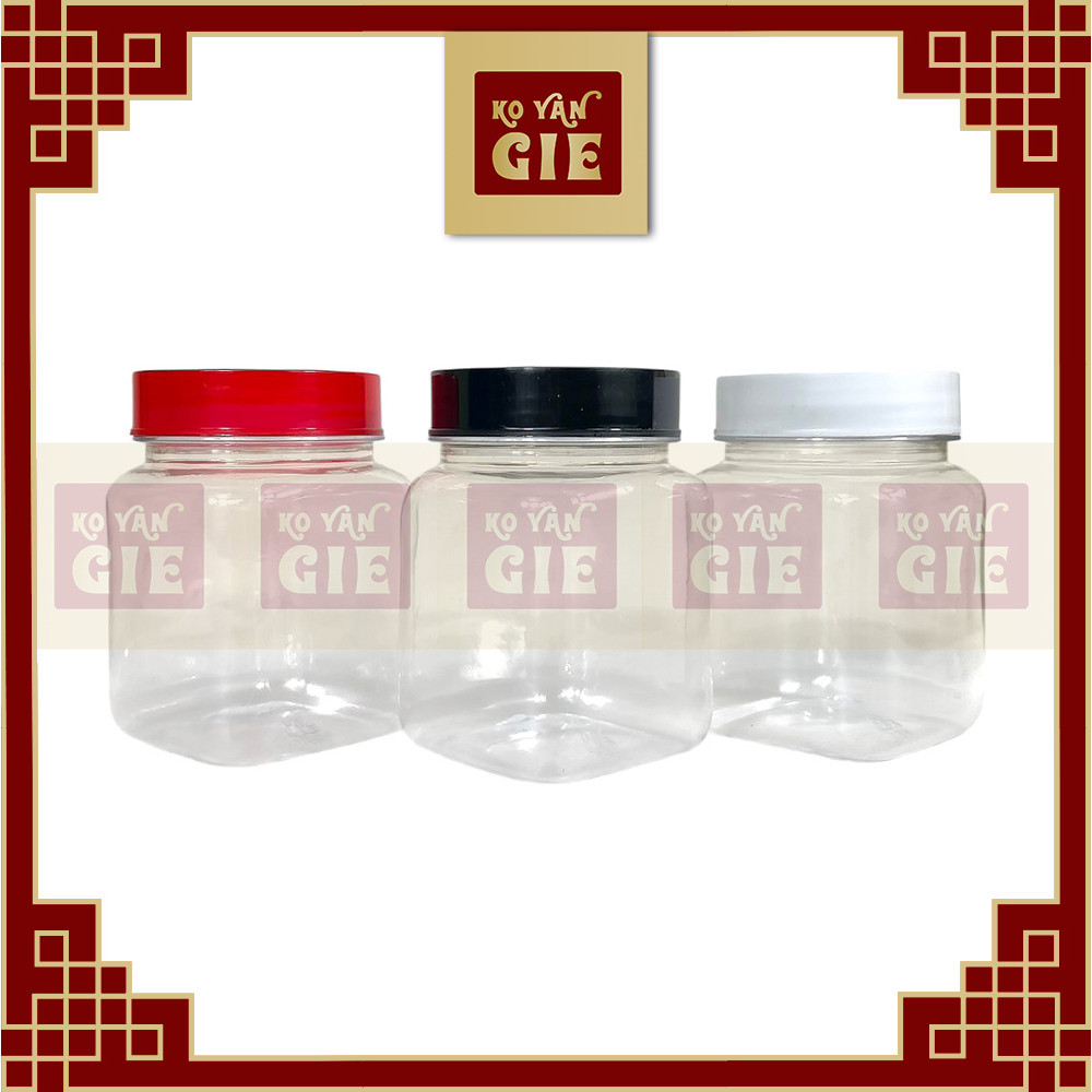 Toples Jar Sambal PET Kotak 200ml Premium - Tutup Double Inner & Outer (Merah, Putih, Hitam)