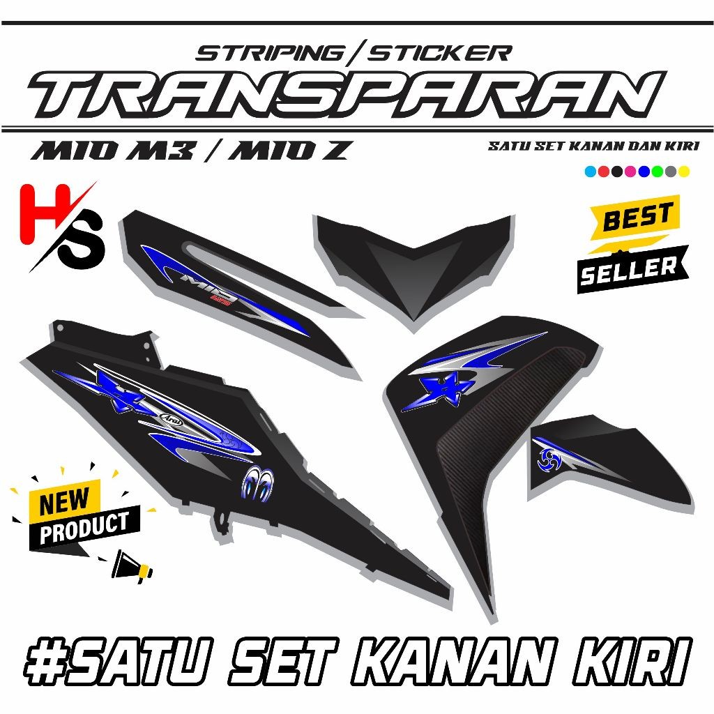 VARIASI STRIPING STICKER TRANSPARAN YAMAHA MIO M3 VARIASI DESIGN TERBARU STICKER H51 MOTIF