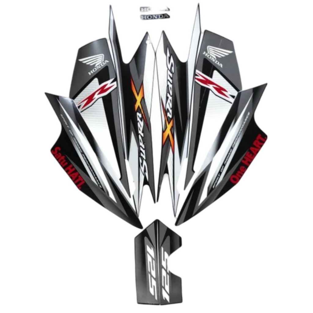 Stiker Striping Motor Honda Supra X 125 R 2013 Silver Hitam Full Body Motorcycle