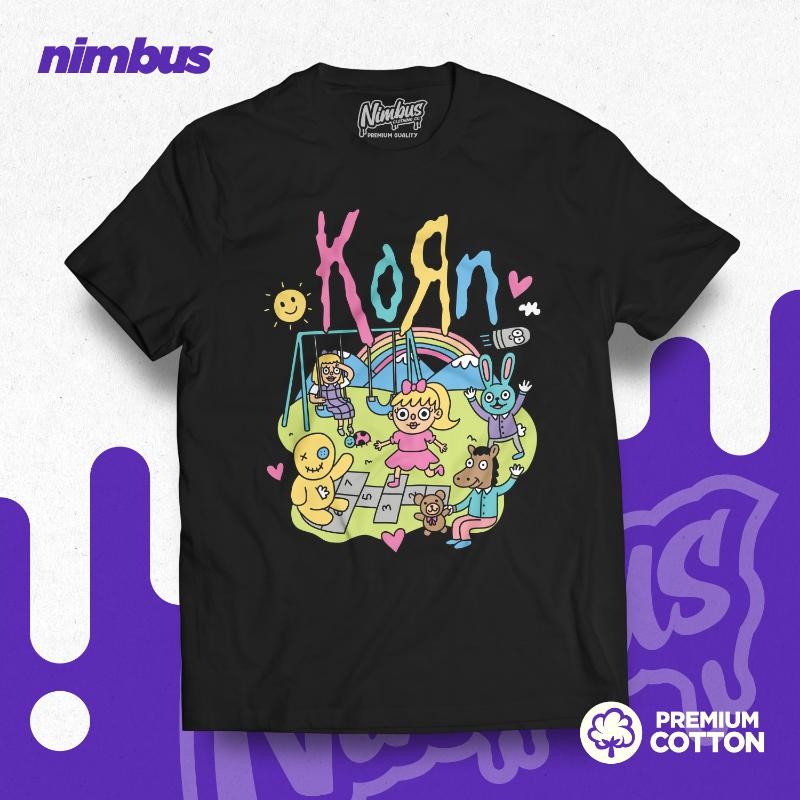 Band musik | Kartun Korn | T-shirt katun premium | Pakaian Nimbus motif cetak vintage lingerie lenga