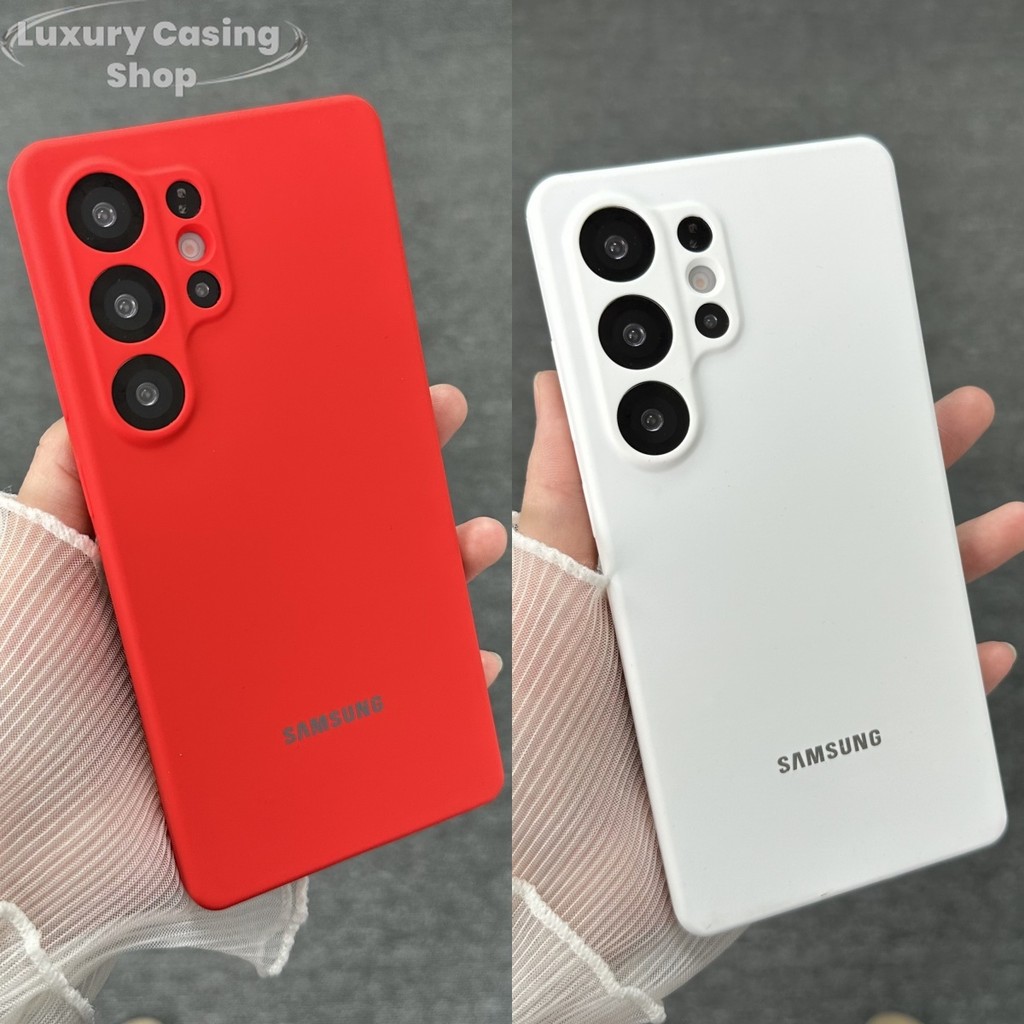 Classic White Official Liquid Silicone Phone Case for Samsung Galaxy S25 S24 S23 S22 S21 Plus Ultra 