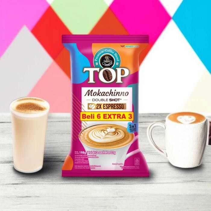 

Top Coffee Kopi Instan Mokachinno Double Shot 2X Espresso Sachet 9 x 22 g