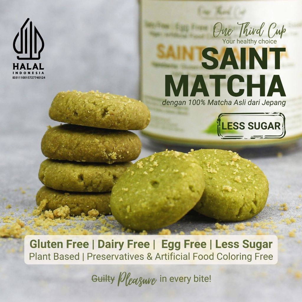 

Butter Cookies Premium - Gluten Free Tanpa Susu Tanpa Telur Rendah Gula Plant Base - Saint Matcha