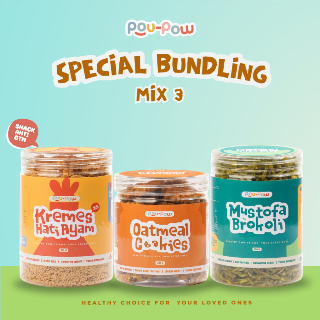 

Poupow paket Kremes Hati Ayam, Mustofa with Brokoli, dan Oatmeal Cookies