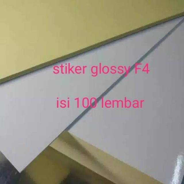 

Kertas Stiker Glossy/Sticker Chromo Mengkilap F4 Isi 100 Lembar