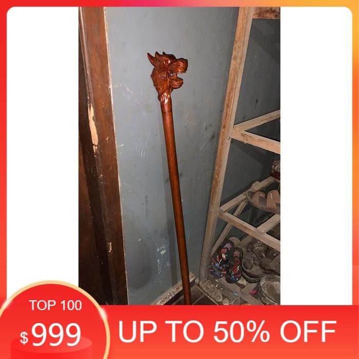 tongkat teken kepala naga termurah dari kayu jati ukir naga 3d bk Keris sengkelat majapahit mataram 