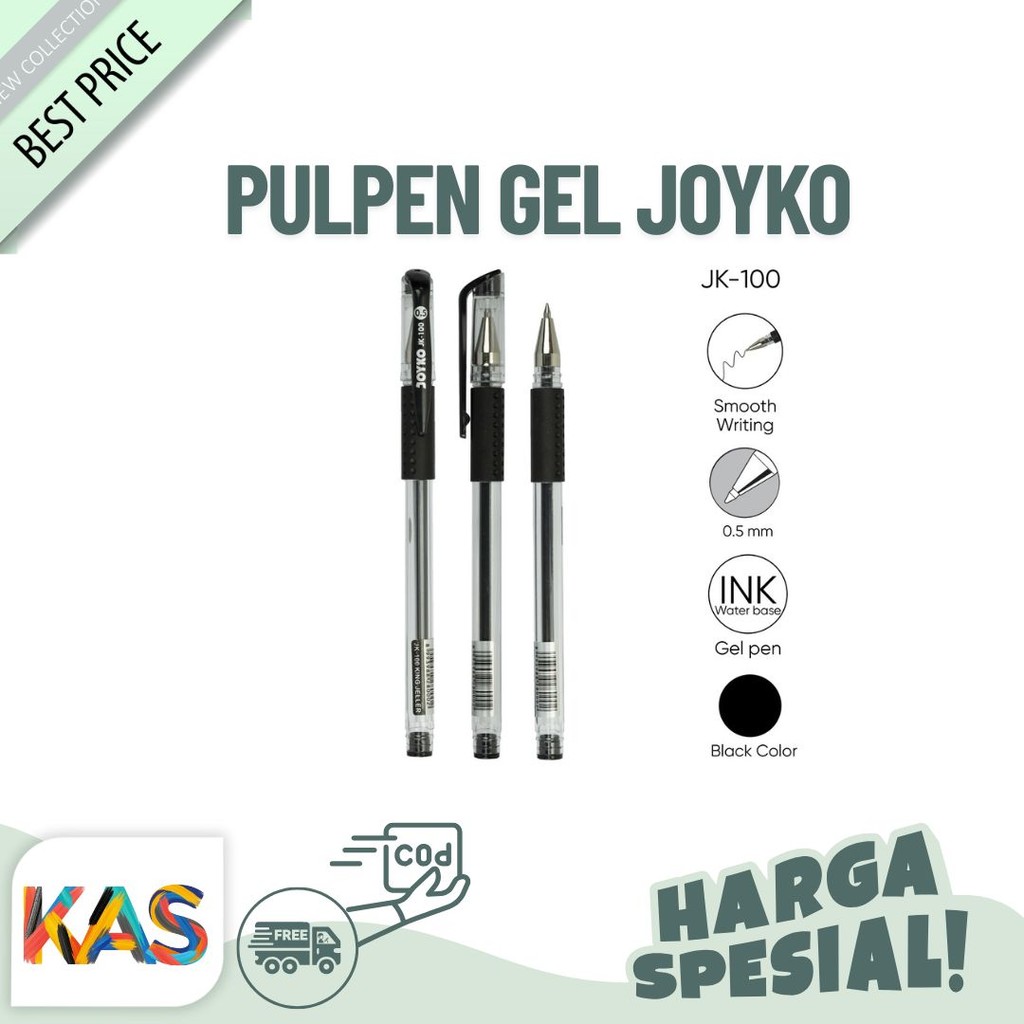

Pulpen Gel Joyko JK-100 Bullet Tip 0.5 mm Gel Pen Tersedia 2 Warna Lusinan