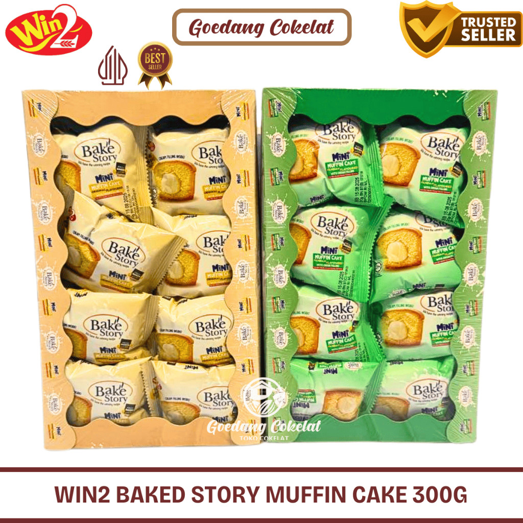 

rakkist Win2 Win Win Baked Story Muffin Cake With Cream Filling Original Pandan 320g / 200g