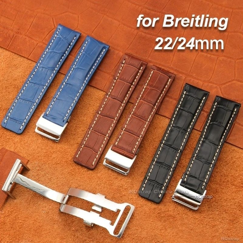 Strap Tali Jam Breitling Kulit Leather 22mm 24mm Strap Breitling Include Buckle