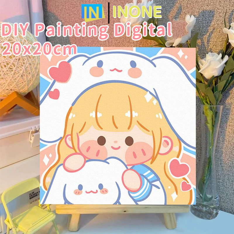 

INONE - Canvas Painting By Number 20x20 / Kartun Sanrio / DIY Painting Digital / Satu Set Peralatan Melukis Anak