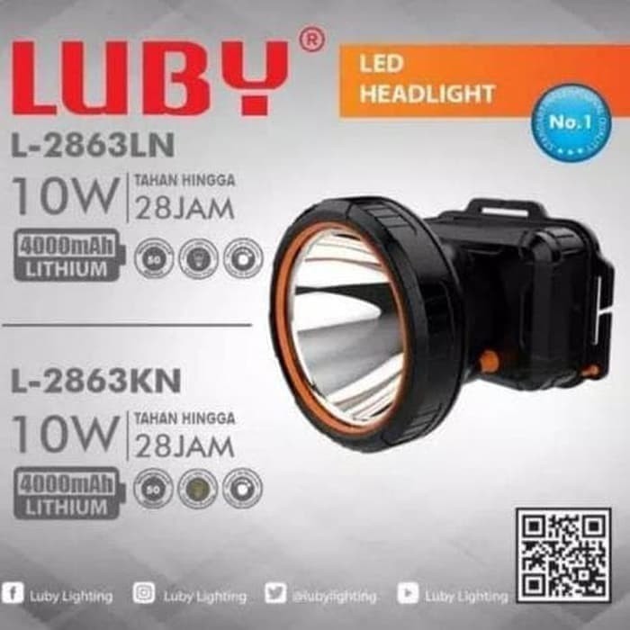 Senter Kepala Luby L2863KN Cahaya kuning 10 Watt