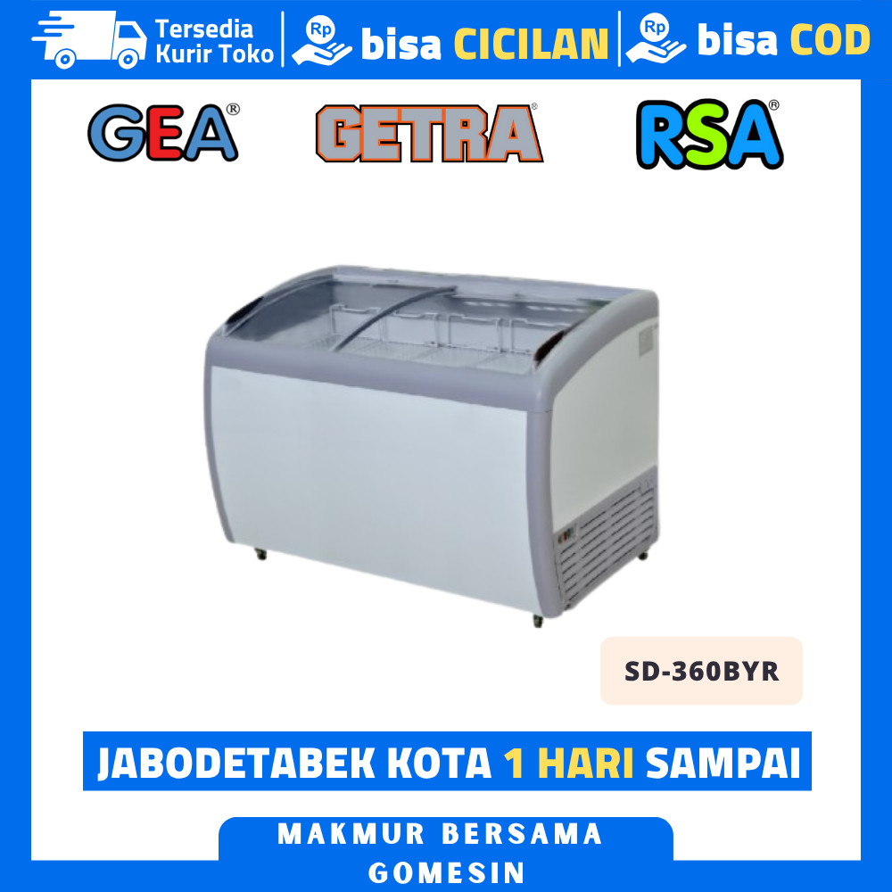 Gea SD-360BYR Chest Freezer Box Sliding Freezer Sliding Kaca Cembung Kapasitas 360 Liter