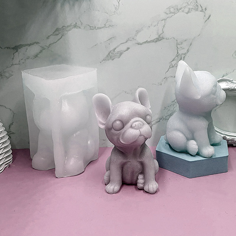 

Cute Bulldog Candle Silicone Mold 3D Habadog Resin Gypsum Craft Cement Mould DIY Handmade Soap Making Tool