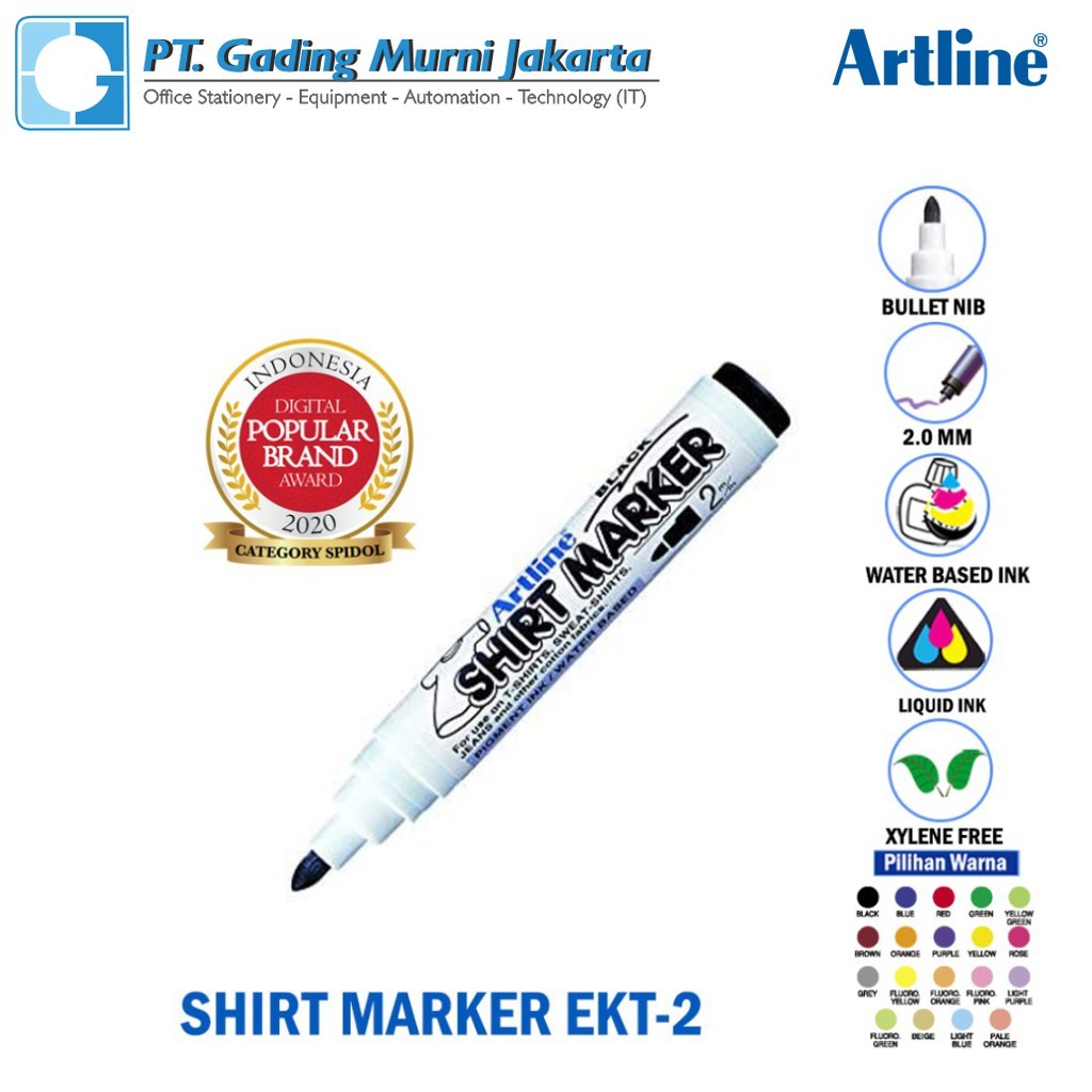 

Spidol Shirt Marker Artline Ekt 2 Anti Luntur