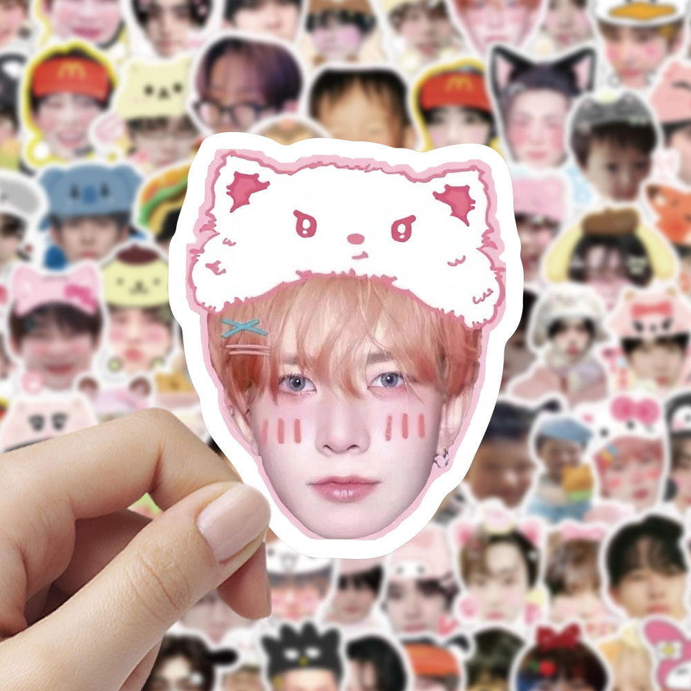 

100pcs Kpop Korean Boy Band Photo Sticker JAY JAKE NI-KI Cute Big Head Stickers Kawaii Waterproof Photo Sticker Fans Collection