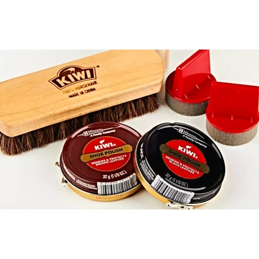 Kiwi Polish Leather, Semir Sepatu Kulit Warna Coklat dan Hitam Ukuran 17,5 ml