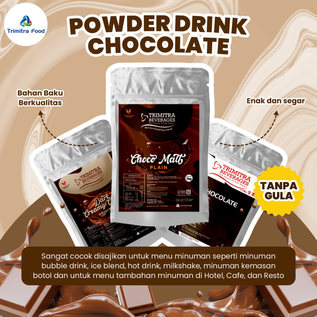 

Bubuk Minuman Powder Drink Aneka Rasa Varian Coklat Plain Tanpa Gula 1 Kg Halal