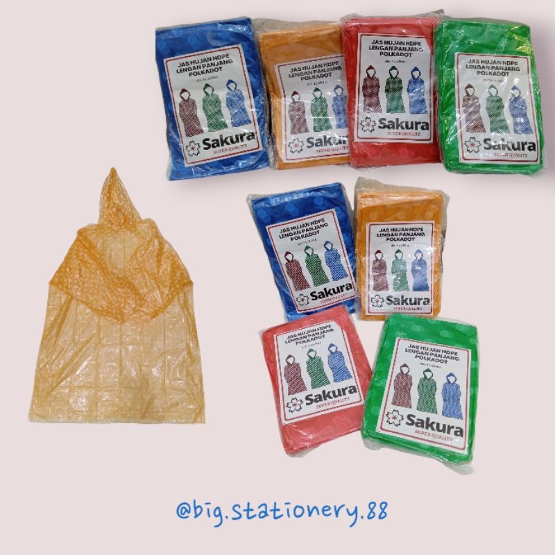 JAS HUJAN PLASTIK TERUSAN MOTIF SAKURA POLKADOT/JAS HUJAN PONCO SAKURA POLKADOT