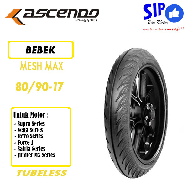 Ban motor bebek  Ascendo Mesh Max 80 90 17 Tubeless