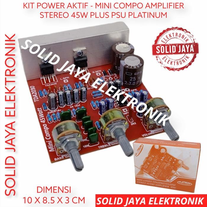 KIT POWER AKTIF COMPO MINI AMPLIFIER STEREO 45W TDA2030 PSU PLATINUM