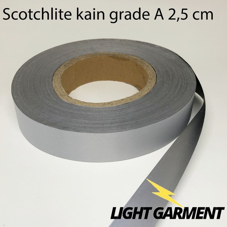 

Scotchlite skotlet scotlight GRADE A / Pita Pemantul Cahaya Kain Jahit 2,5 cm per roll / Reflektif Reflektor Baju Safety