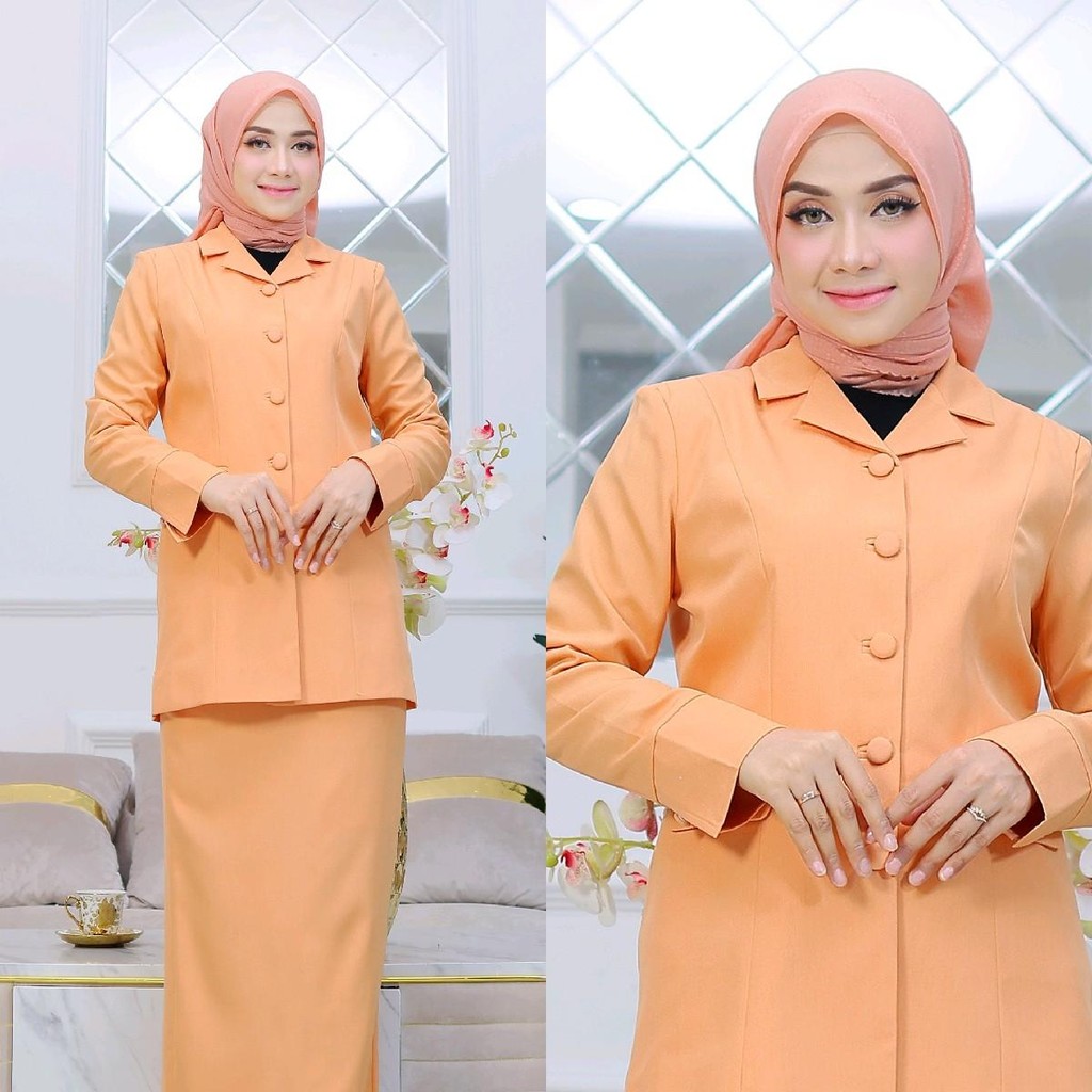 Seragam Wanita Darmawanita set rok span kancing bungkus bahan katun blazer FREE HIJAB Muslim Baju