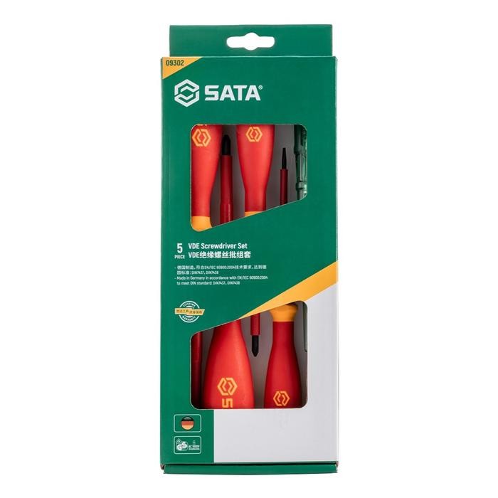 SATA 09302 Obeng VDE Set 5 Pcs VDE Insulated Screwdriver Set Standard 10000V