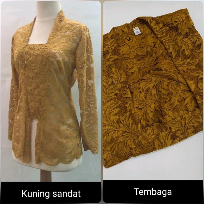Atasan Tangan Li_ Kebaya Brokat Brukat Panjang Kuning Sandat Tembaga