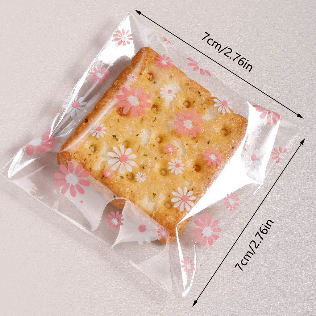 

100pcs Plastic Packing Bags Flower Self-Adhesive Bags for Biscuits Candy Cookies Jewelry Gift Packaging