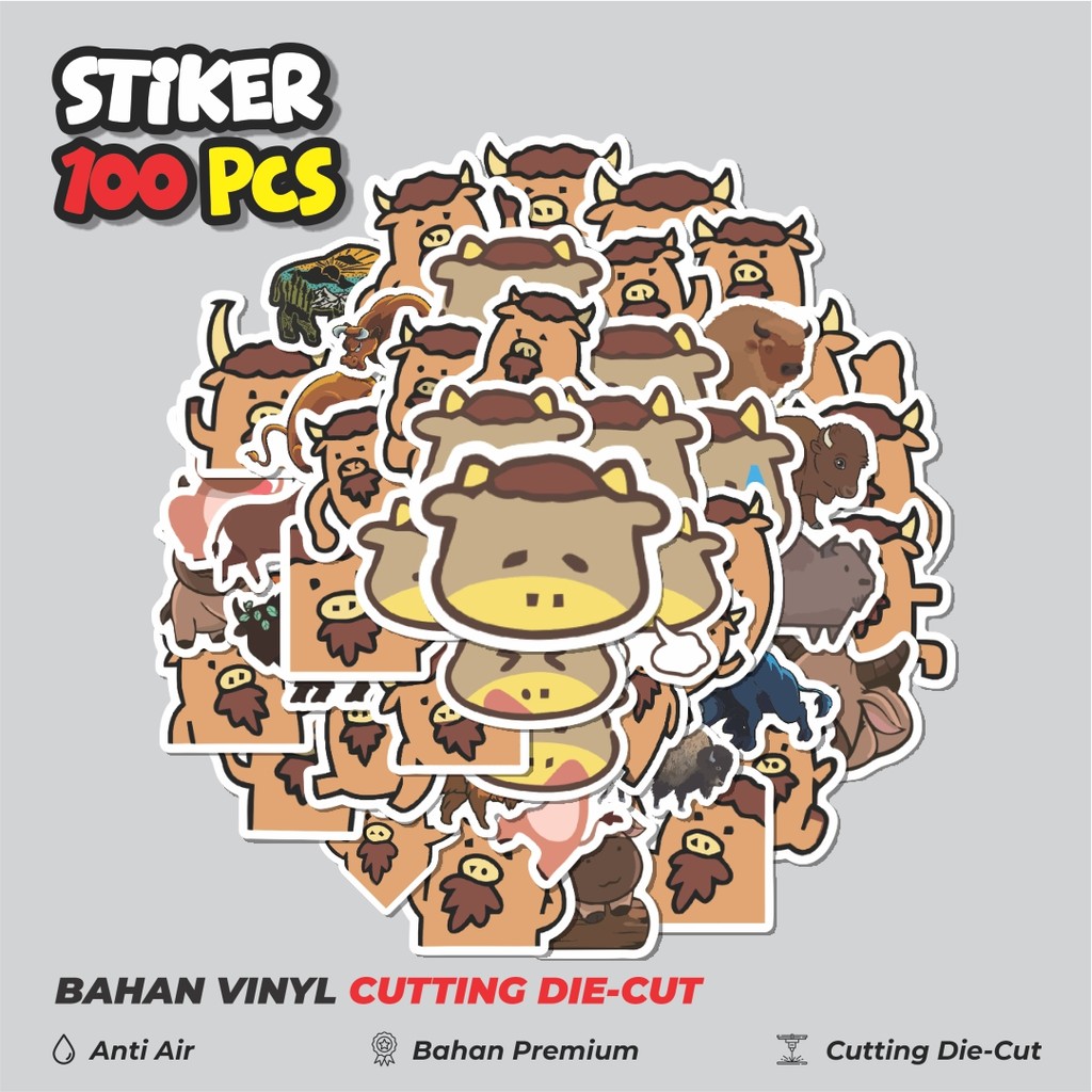 

Terbaru! 50 pcs Stiker Hewan Bison Dekorasi Lucu Kreatif untuk Notebook, Skateboard, HP