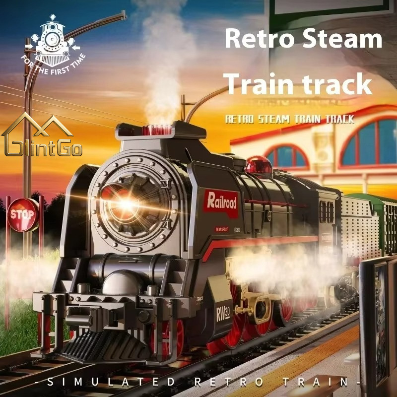 Kereta Uap Jalur Kereta Mainan Kereta Listrik Model Retro Mainan Kereta Api Set Mainan Untuk Anak La