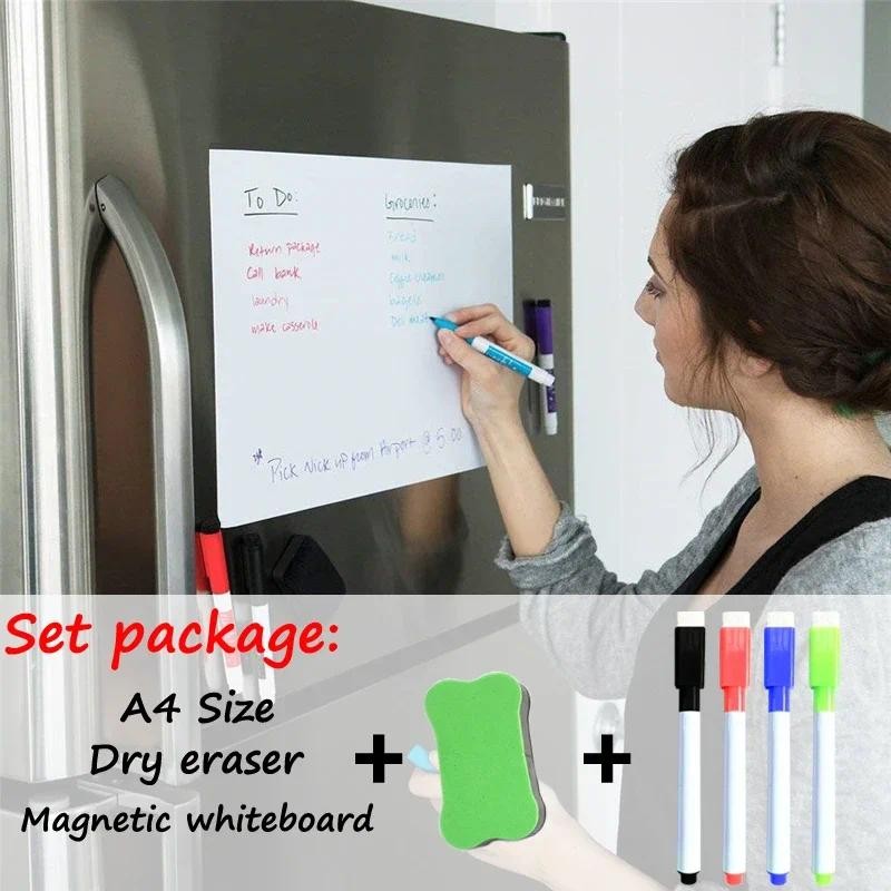 

A4 Size Magnetic Dry Erase Whiteboard for Kitchen Fridge Reusable Office Painting Message Board Memo Calendar Smart Notepads