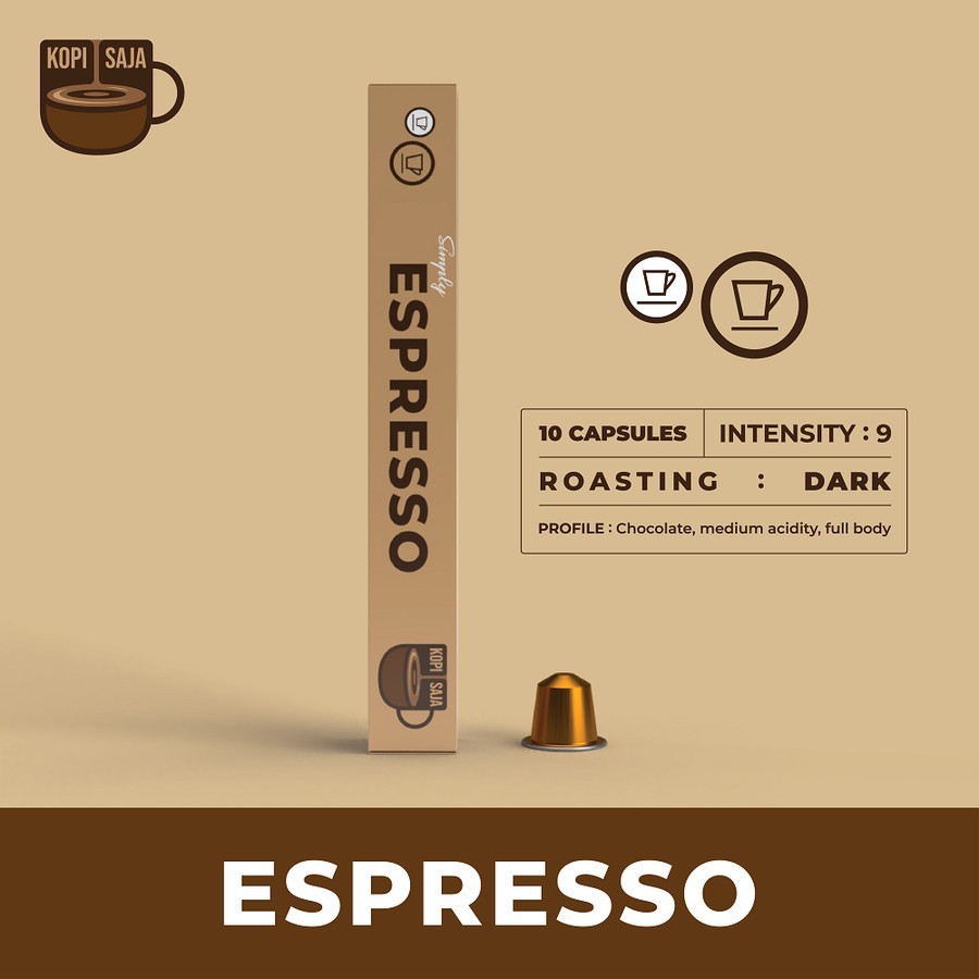 

KOPI SAJA Espresso Coffee Capsules Compatible with Nespresso Machine / Kapsul Kopi