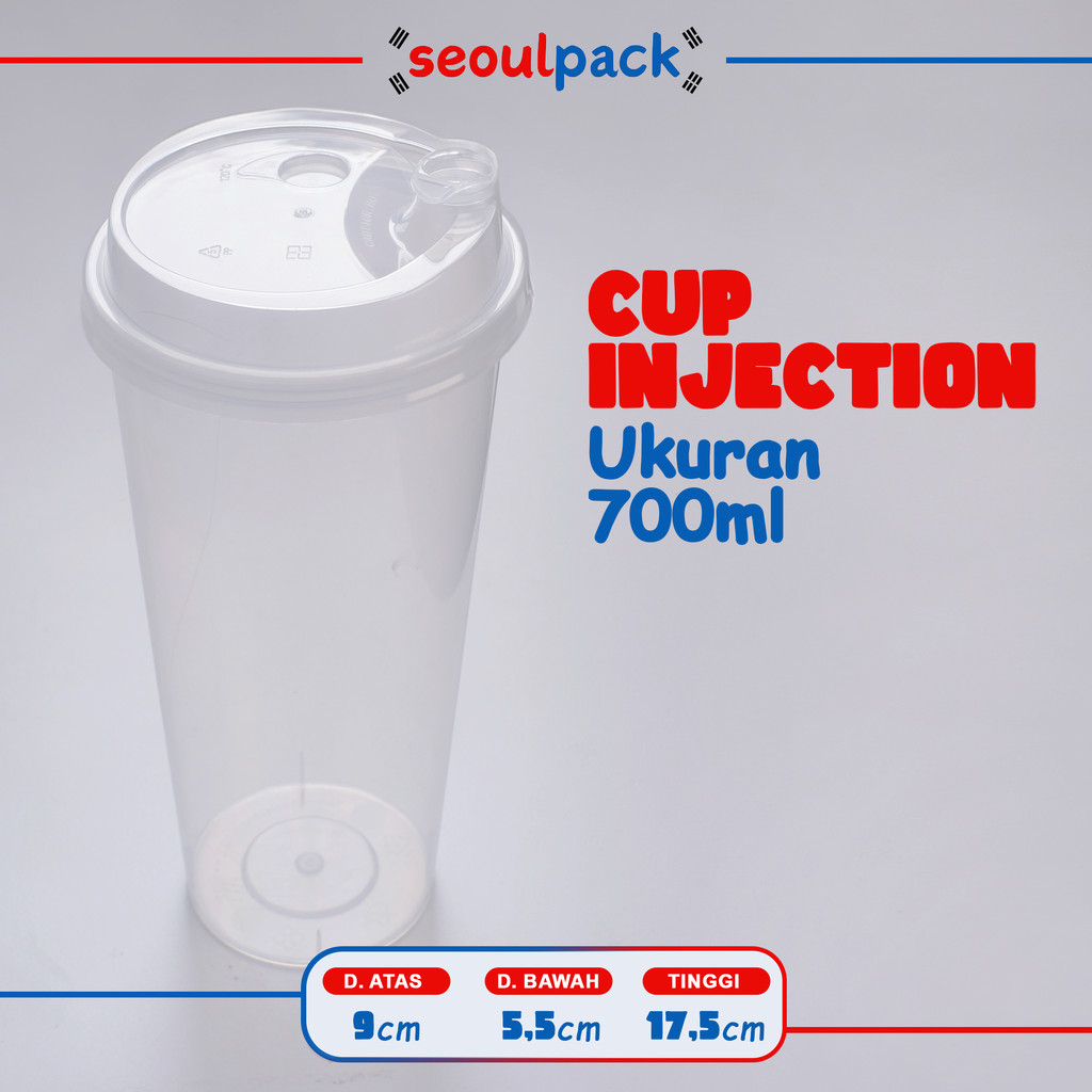 Thinwall Cup Injection 700ml + Tutup Sambung (25pcs) - Gelas PP Injection, Cup PP, Gelas Thinwall