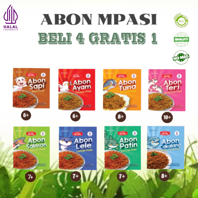 

MyMy- PROMO Beli 4 GRATIS 1 Abon MPASI Abon Bayi Mulai 6+ bulan 8+ bulan Non MSG
