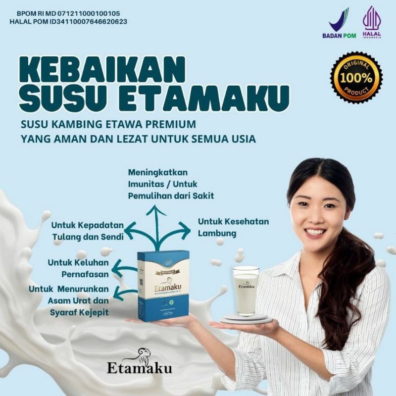 

Susu ETAMAKU Platinum susu kambing etawa berkhasiat untuk nyeri sendi osteoporosis masalah pencernaan dan pernapasan
