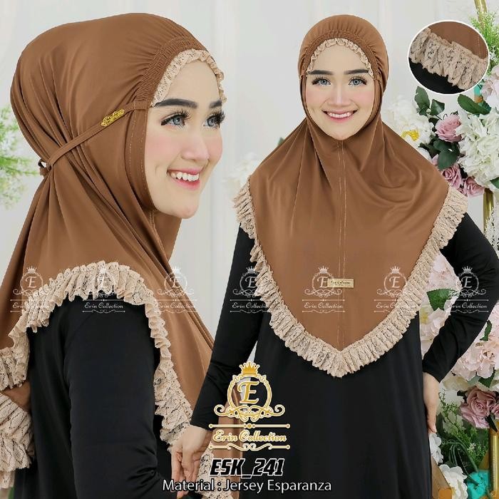 Bergo kerut renda terbaru - jilbab instan renda kerut - kerudung jersey renda viral - coksu